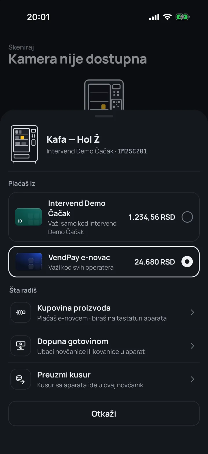 VendPay aplikacija — izgled usklađen sa temom sajta