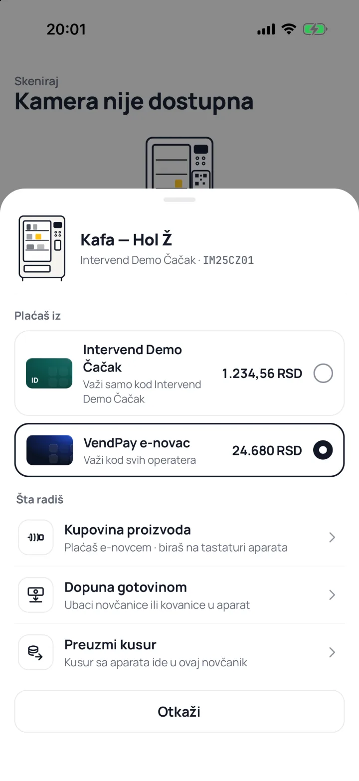 VendPay aplikacija — izgled usklađen sa temom sajta
