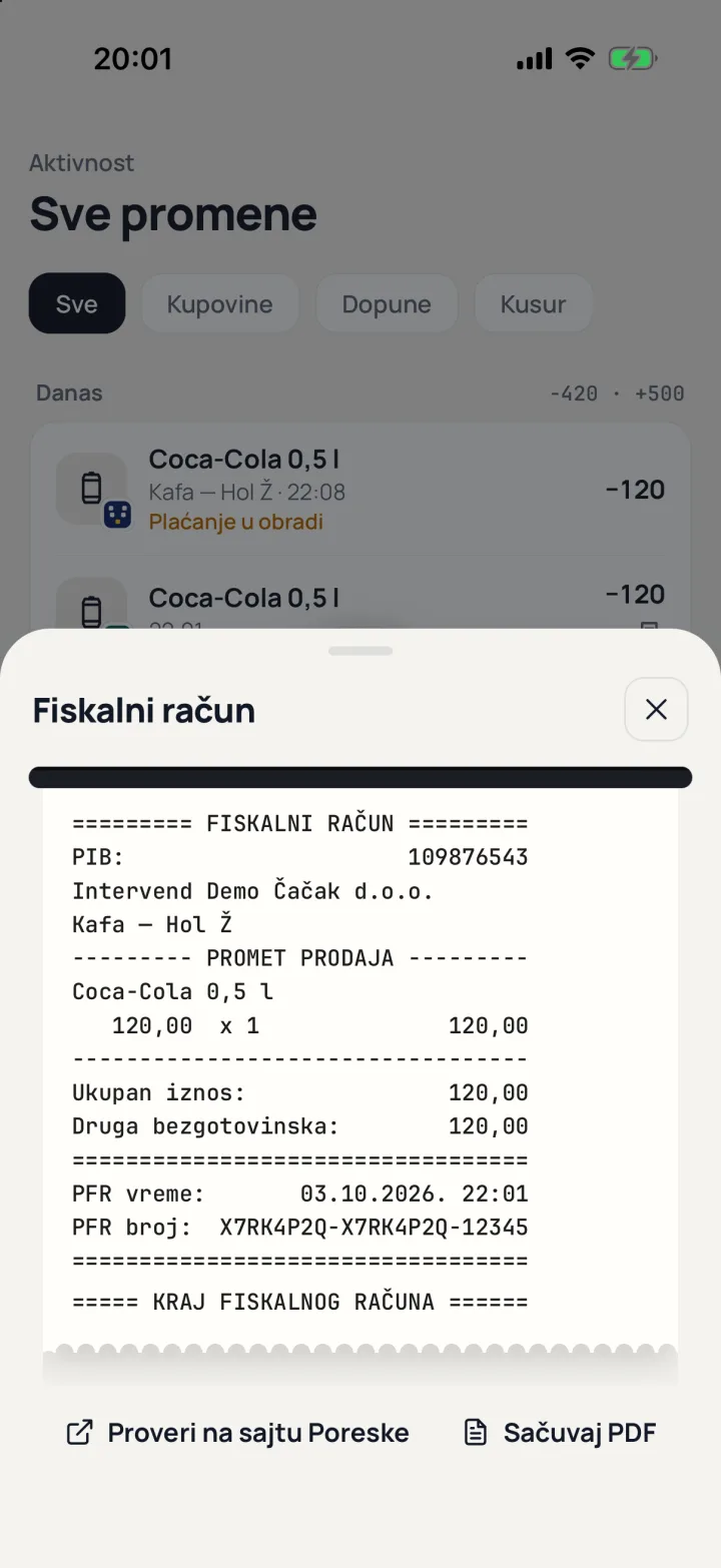 VendPay aplikacija — izgled usklađen sa temom sajta